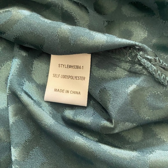 JODIFL Women's Large Leopard Print Blouse Top Long Sleeve V Neck Emerald NEW - Picture 9 of 9